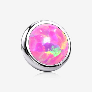 Implant Grade Titanium Internally Threaded Bezel Set Round Fire Opal Part-Pink Opal